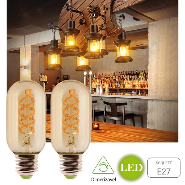 Lâmpada Retrô Led T45 Spiral 4w Dimerizável 110v