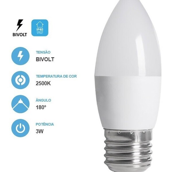 Lâmpada Vela Fosca 3w 250lm 2500k E27 Bivolt Save Energy