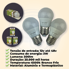Lâmpadas Led Bolinha E27 3w 12v Até 48v Branco