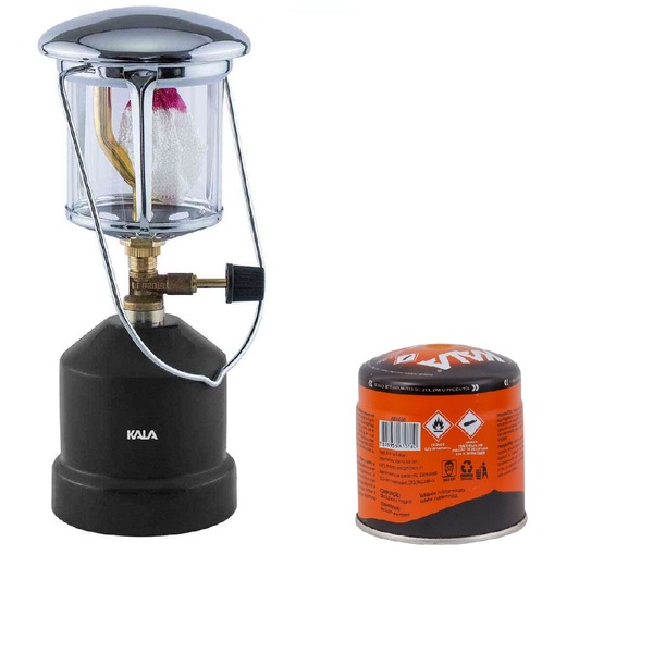 Lampião A Gás Portátil Preto Kala + Cartucho 190g Kala