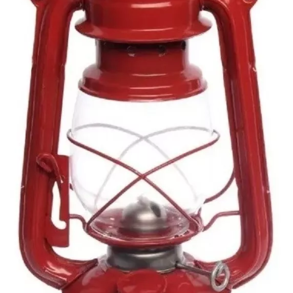 Lampião Lamparina Querosene Retro Modelo Antigo Vermellho