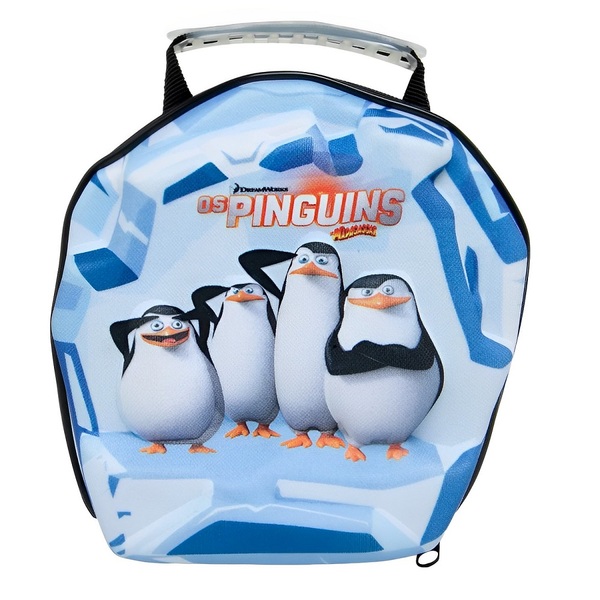 Lancheira Infantil Escolar Pinguins De Madagascar Preto-azul