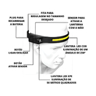 Lanterna De Cabeça Lt-391 Ajustável Recarregável 330lm Com Se