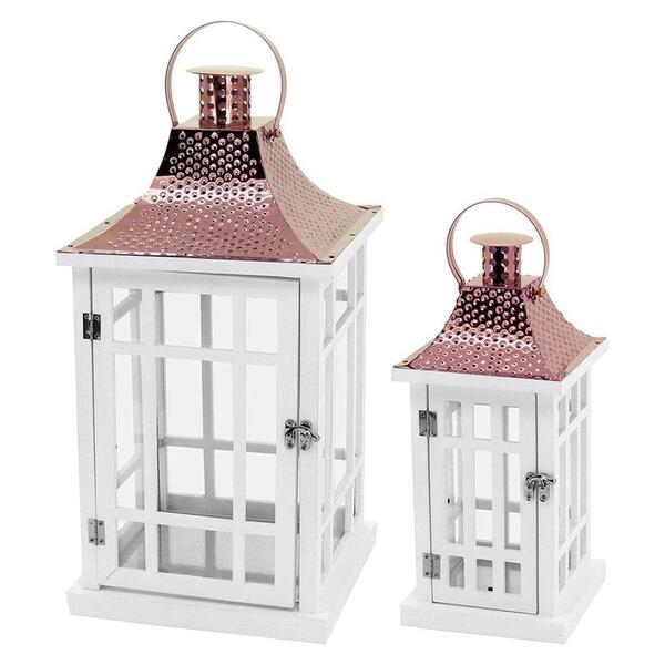 Lanterna De Madeira Branco Tolstoy Decorativa Elegante 2pçs