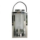 Lanterna De Metal Prata E Vidro