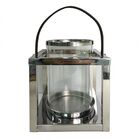 Lanterna De Metal Prata E Vidro