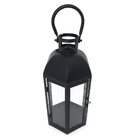 Lanterna Decorativa De Metal Preta Hexagonal 33cm Altura