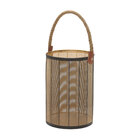 Lanterna Decorativa De Metal Preto E Dourado Com Alça De Cord