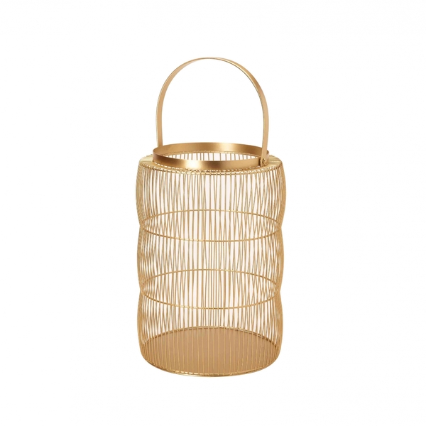 Lanterna Decorativa Em Metal Dourado 36x24 Cm - D'rossi