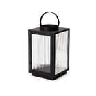 Lanterna Decorativa Em Metal Preto E Vidro 38cm 15848 Mart