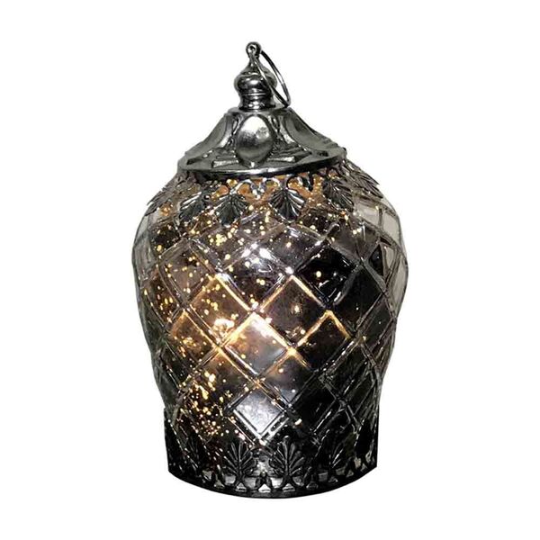 Lanterna Decorativa Em Vidro De Led Prata 14 5x9x9cm - D'rossi