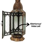 Lanterna Decorativa Hexagonal Bronze Rústico Metal E Vidro Pr