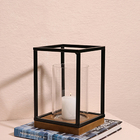 Lanterna Ferro, Madeira E Vidro Tassia Square - Preto