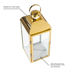 Lanterna Marroquina Cromada Cor Dourada Grande Metal Vidro
