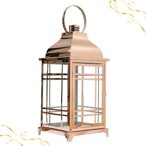 Lanterna Marroquina Grande Cor Cobre Design Metal Vidro