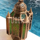 Lanterna Torre Marroquina Envelhecida Vidros Coloridos