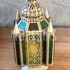 Lanterna Torre Marroquina Envelhecida Vidros Coloridos