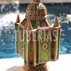 Lanterna Torre Marroquina Envelhecida Vidros Coloridos