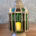 Lanterna Torre Marroquina Envelhecida Vidros Coloridos