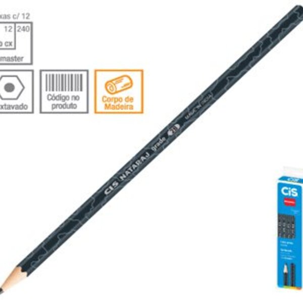 Lápis Cis Preto 6b Nataraj Grade Hexagonal Sem Borracha Caixa