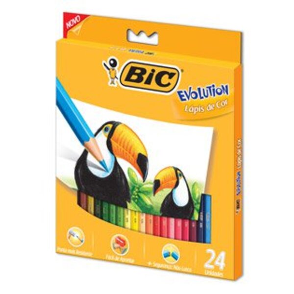 Lápis De Cor Bic Evolution Sextavado Com 24 Cores