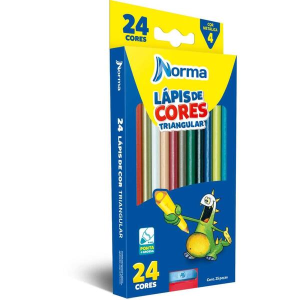 Lapis De Cor Triangular Norma 24 Cores C/apontador