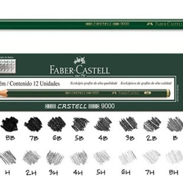 Lápis Fabercastell Preto 9000 6b Hexagonal Caixa Com 12 Unida