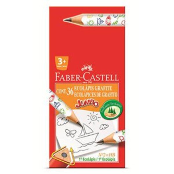 Lápis Fabercastell Preto Jumbo Triangular 1025 Caixa Com 36 U