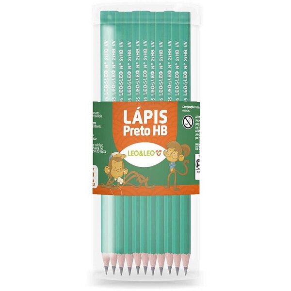 Lápis Preto Sextavado Léo E Léo Verde Hb Pote 72