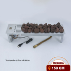 Lareira A Gás Clássica Bella 150 Cm - C/ Pedras Vulcânicas -