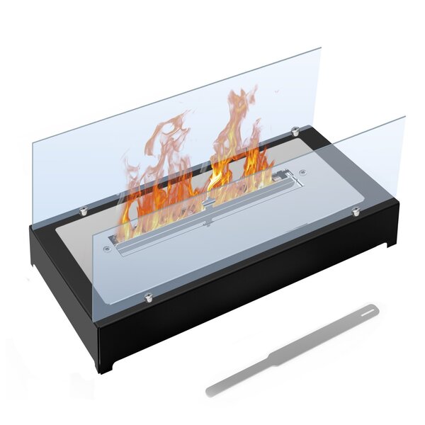 Lareira Ecológica Completa Armação De Metal Com Vidro 45cm Sa