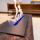 Lareira Ecológica No Dormente 1m X 25 Cm Com Queimador Em Fer