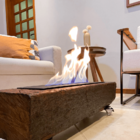 Lareira Ecológica No Dormente Com Rodinhas E Queimador Em Fer