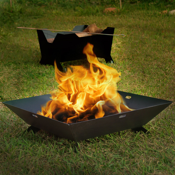 Lareira Externa Pira-tocheiro Quadrada Plus Jardim-aço-preto