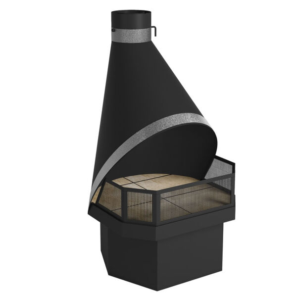 Lareira Suiça Metávila 693f De Canto Ou Meio Com Detalhe Prata