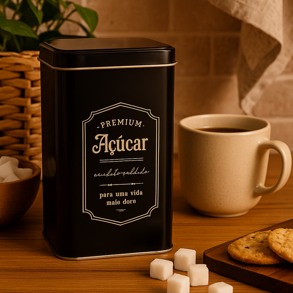 Lata De Metal Buono Decorativas Com Tampa Hermética  Açucar