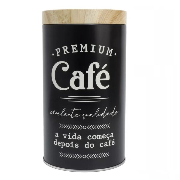 Lata Para Café De Metal Dolcci 1500ml Preta - Mai Home Preto
