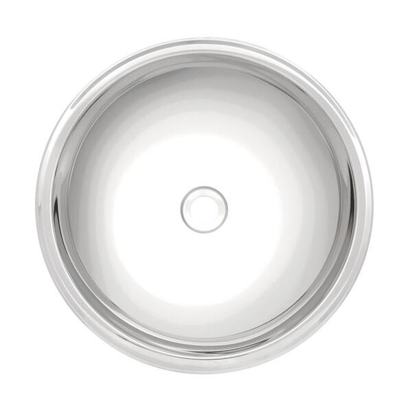 Lavabo Redondo De Sobrepor Em Aco Inox Alto Brilho 34cm