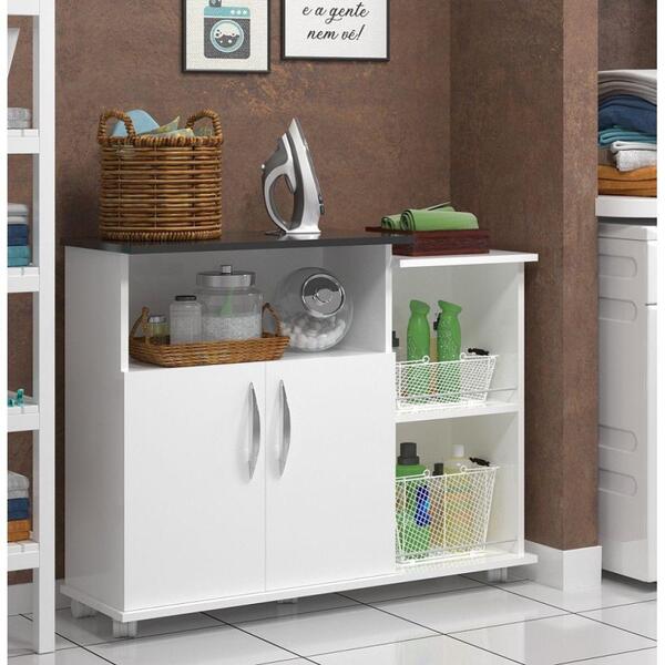 Lavanderia Armário 2 Portas Multiuso Tampo Preto