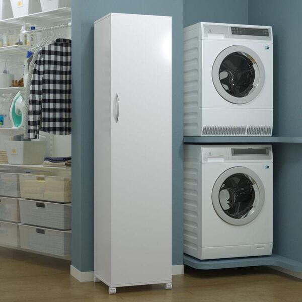 Lavanderia Armário Prateleiras Branco Grande 1 Porta Móvel