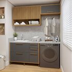 Lavanderia Modulada 2 Armários Aéreos E Balcão Torino Cinamom