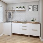 Lavanderia Modulada 2 Balcões Tex 104   Carvalho/branco