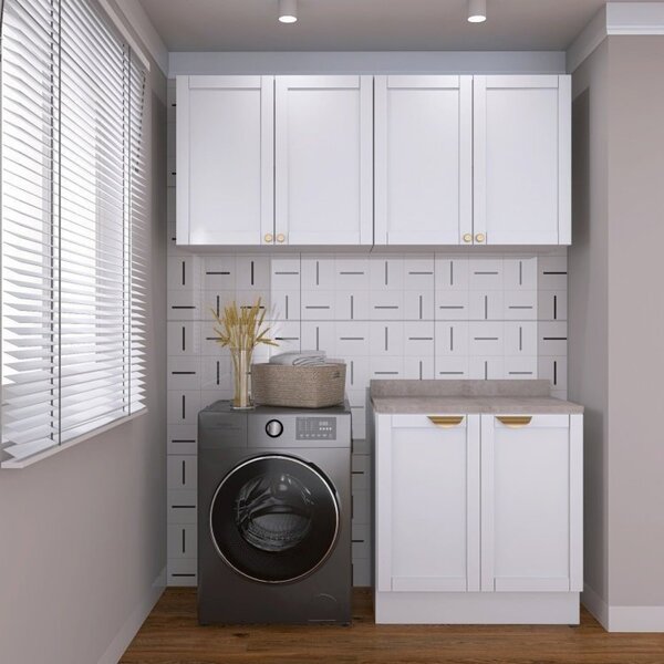 Lavanderia Modulada 3 Peças 2 Armários Aéreos 4 Portas 1 Balc