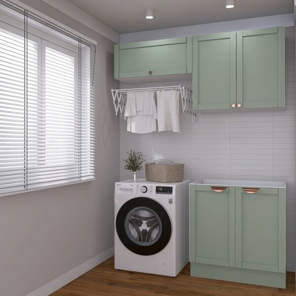 Lavanderia Modulada 3 Peças Sem Tampo 2 Aéreos 3 Portas 1 Bal