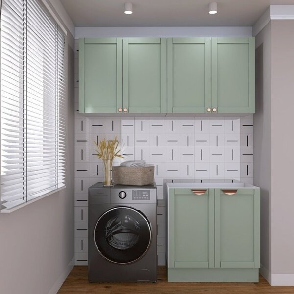 Lavanderia Modulada 3 Peças Sem Tampo 2 Armários Aéreos 4 Por