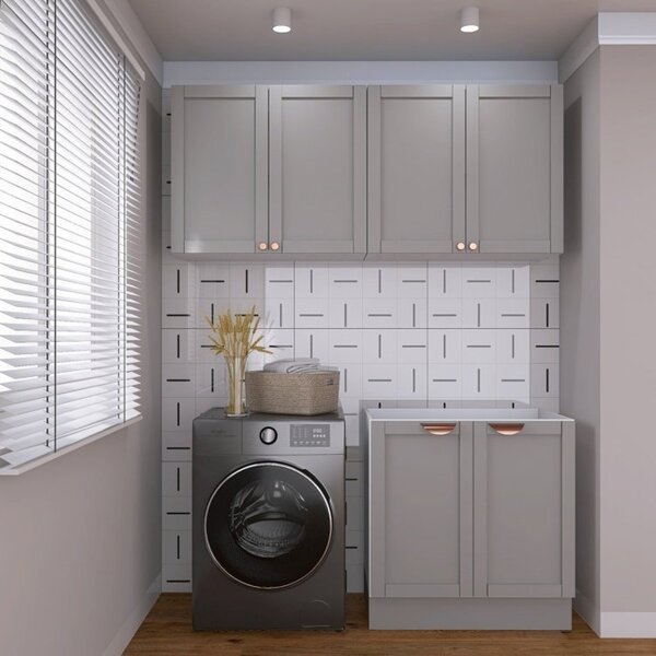 Lavanderia Modulada 3 Peças Sem Tampo 2 Armários Aéreos 4 Por