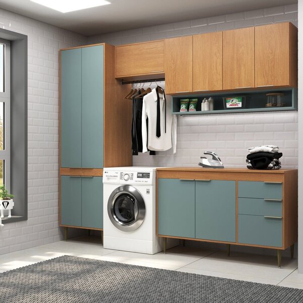 Lavanderia Modulada 4 Peças, Aéreo 120cm, Aéreo 80cm, Balcão