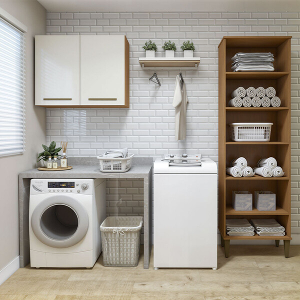 Lavanderia Modulada Belém 1 Armário Multiuso E Armário Aéreo