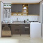 Lavanderia Modulada Burguesa Com 2 Armários Aéreos E 1 Balcão