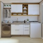 Lavanderia Modulada Com 2 Armários Aéreos E 1 Balcão 2 Portas